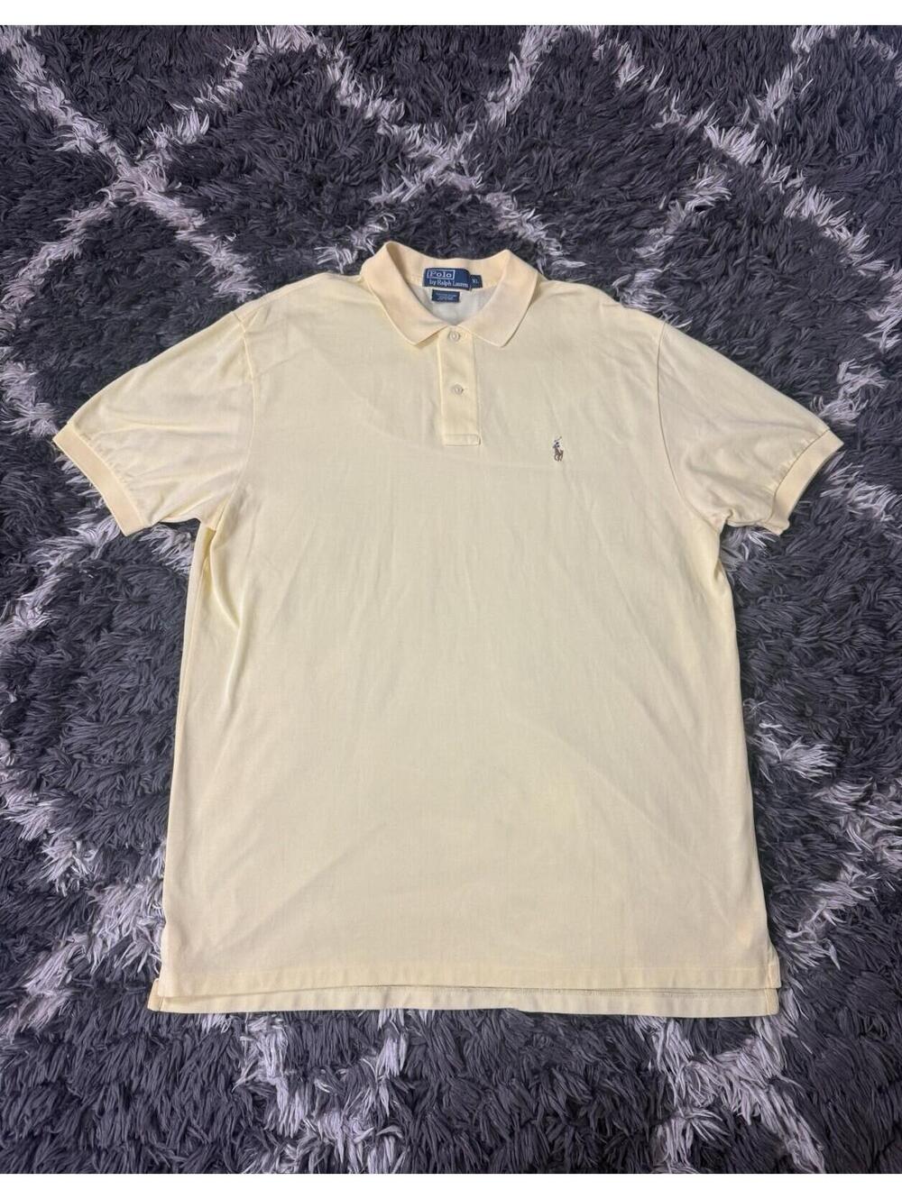 Polo Ralph Lauren Shirt Mens XL 100% Pima Cotton Short Sleeve Polo Pale Yellow